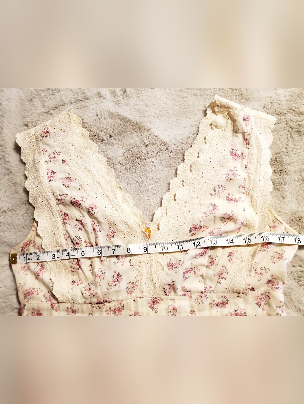 Maeve Cottagecore Floral Cotton Dress Lace Trim Pockets Prairie Coquette Size S - Picture 9 of 13